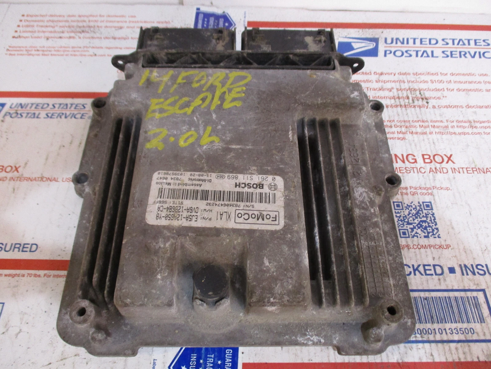 RJ5A-12A650-YB 0261S11869 2014 FORD ESCAPE 2.0L ECU IMMOBILIZER OFF SERVICES ONLY MEDG17.0
